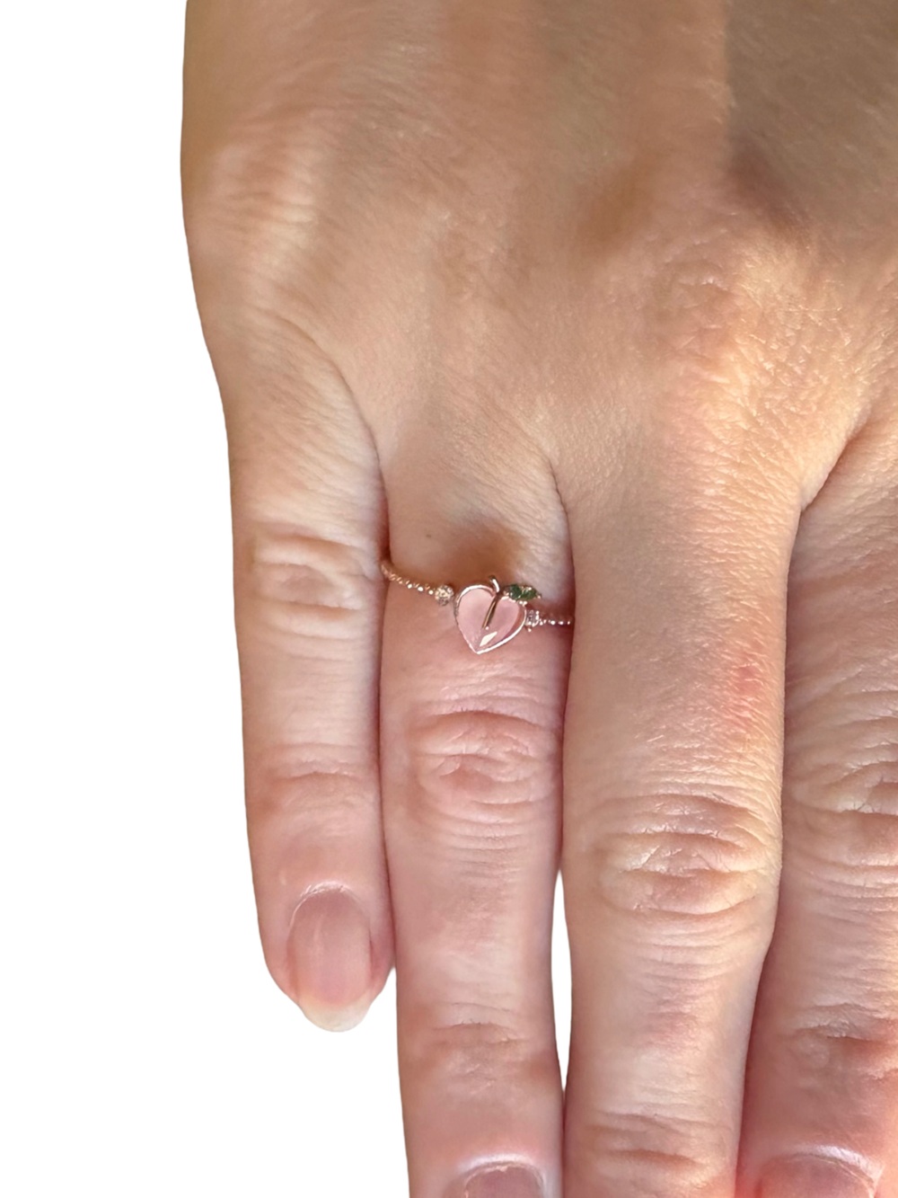 Delicate Pink peach rose Gold Ring